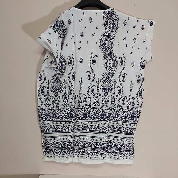 tunic shirt loose soft airy summer beach v-neck - Picture 7 of 10